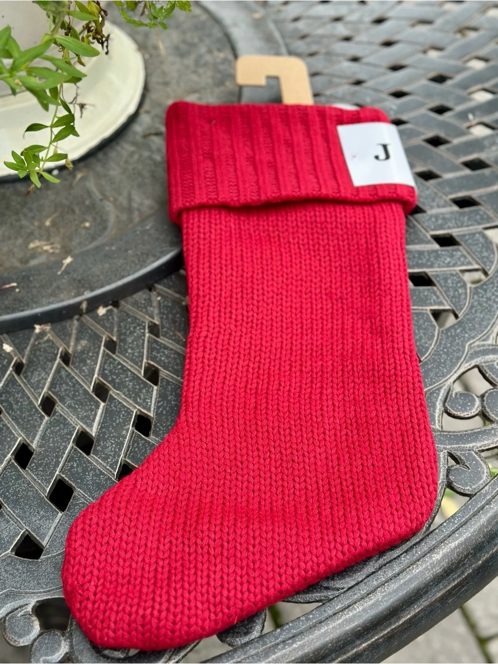Target Wondershop Red Knit Monogram J Christmas Stocking NWT 17 inches